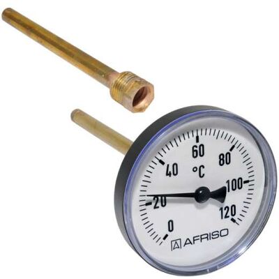 Bimetall Thermometer Mit Tauchhülse 1/2" Ag Ø 80mm Länge 150mm 63717 - Afriso Bimetall Thermometer Mit Tauchhülse 1/2" Ag Ø 80mm Länge 150mm 63717 - Afriso
