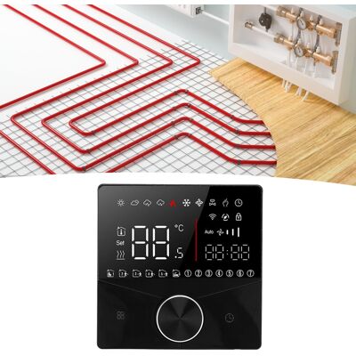 JUTE Elektrischer Drehknopf-thermostat, Temperaturregler Mit Farb-lcd-display, 16-a-digitalthermostat Für Sauna-fußbodenheizung, Schwarz JUTE Elektrischer Drehknopf-thermostat, Temperaturregler Mit Farb-lcd-display, 16-a-digitalthermostat Für Sauna-fußbodenheizung, Schwarz