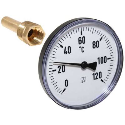 Bimetall Thermometer Mit Tauchhülse 1/2" Ag Ø 100mm Länge 63mm 63695 - Afriso Bimetall Thermometer Mit Tauchhülse 1/2" Ag Ø 100mm Länge 63mm 63695 - Afriso