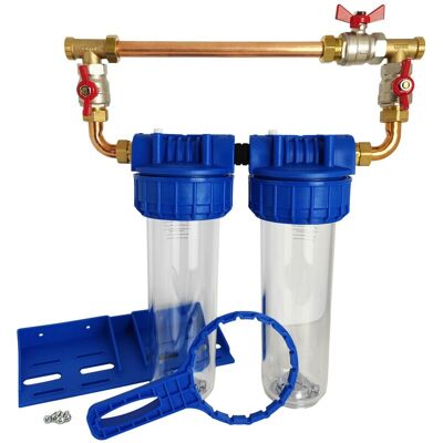 TOODO Doppelter Wasserfilterhalter 9'3/4 20/27f Mit Bypass TOODO Doppelter Wasserfilterhalter 9'3/4 20/27f Mit Bypass