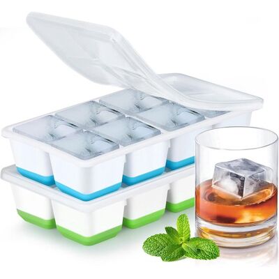 OEM Große Eiswürfelform Mit Deckel 2-teilige Silikon-eiswürfelform Bpa-frei Und Stapelbar Eiswürfelform Eiswürfelbereiter Für Cocktails Whisky Bier Blau OEM Große Eiswürfelform Mit Deckel 2-teilige Silikon-eiswürfelform Bpa-frei Und Stapelbar Eiswürfelform Eiswürfelbereiter Für Cocktails Whisky Bier Blau