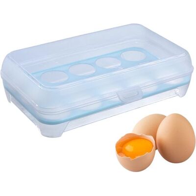 OEM Transparenter Eierkarton Mit Deckel Für 16 Eier, Blaue Innenauskleidung – Stapelbarer Kühlschrank-eierkarton, Bpa-frei, Mit Verschlussclip, 24 X 15 Cm OEM Transparenter Eierkarton Mit Deckel Für 16 Eier, Blaue Innenauskleidung – Stapelbarer Kühlschrank-eierkarton, Bpa-frei, Mit Verschlussclip, 24 X 15 Cm