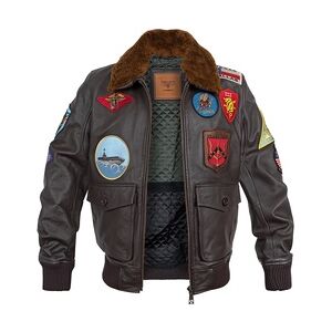 TOP GUN Leder Fliegerjacke 20201007 braun, Größe L