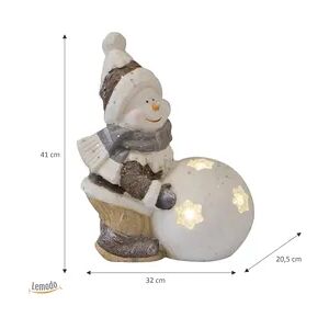 NATIV HAUSHALT Weihnachtsdeko Schneemann mit LED beleuchteter Schneekugel, Leuchtfigur für Weihnachten