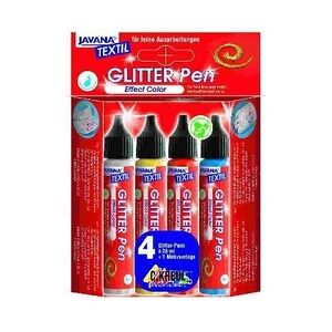 Kreul Javana Stoffmalfarben Glitter Set helle & dunkle Stoffe Pen 4 x 25 ml