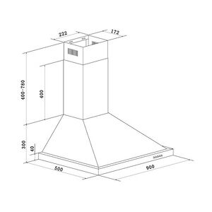 respekta Kaminhaube 90 cm Energieeffizienzklasse A CH44068-90IXA 90 cm