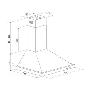 respekta Kaminhaube Edelstahl 60 cm CH22078IXB EEK: B 60 cm