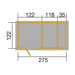 Weka Spielhaus 818 275 x 122 cm rot-weiß mit Sandkasten, Pergola, Truhe