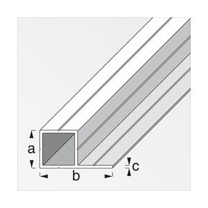 alfer Quadratrohr, 1 Schenkel 1 m, 23.5 x 45.5 x 1.5 mm Alu eloxiert silber