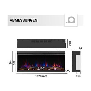 RICHEN Elektrokamin schwarz Athena 44 1000/1500 Watt 49,5 x 112,8 cm