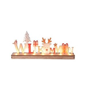 TrendLine LED Holzsilhouette Willkommen 45 x 20 cm warmweiß mit Timer