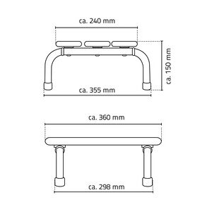 Ridder Badewannen-Hocker Pro, weiß, Aluminium / PA / TPR