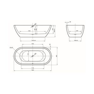 Ottofond Freistehende Badewanne Carney 190 x 89,5 x 45 cm, weiß