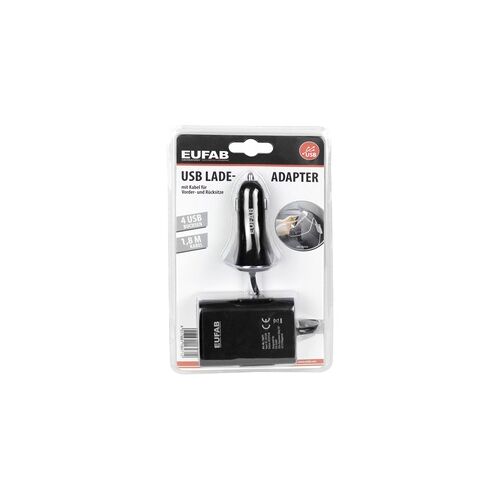 EUFAB USB Ladeadapter mit Kabel und Ladeeinheit für die Rücksitzbank