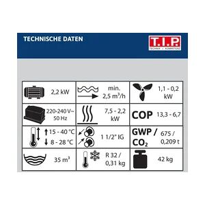 T.I.P. Schwimmbadwärmepumpe STEAM 35000 INV