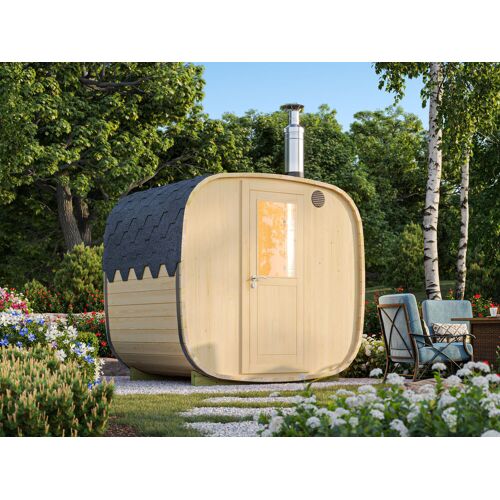 Sauna4Home B1 Fjordholz Fass-Sauna Modell Quadro 170 cm