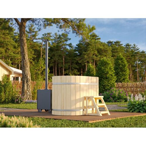 Sauna4Home B1 Fjordholz Holzbadezuber Oval Größe 2 mit Außenofen