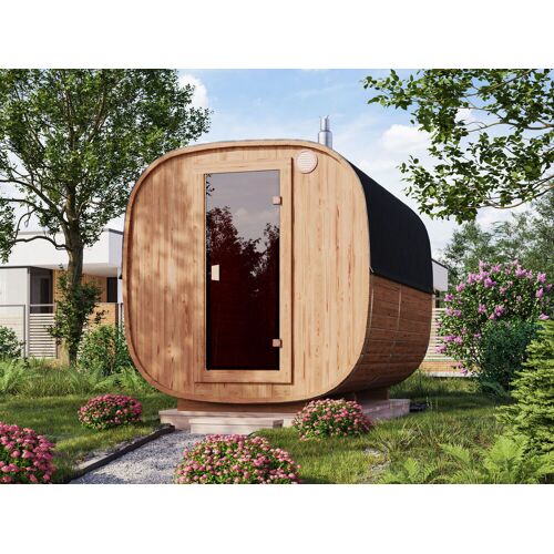 Sauna4Home B1 Fjordholz Fass-Sauna Modell Quadro 300 cm 2-Raum