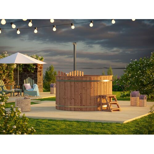 Sauna4Home B1 Fjordholz Holzbadezuber Rund mit Innenofen