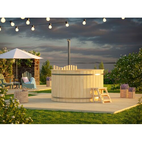 Sauna4Home B1 Fjordholz Holzbadezuber Rund mit Innenofen