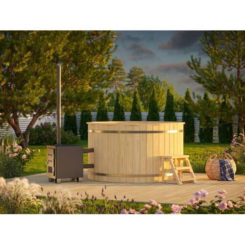 Sauna4Home B1 Fjordholz Holzbadezuber Rund mit Außenofen