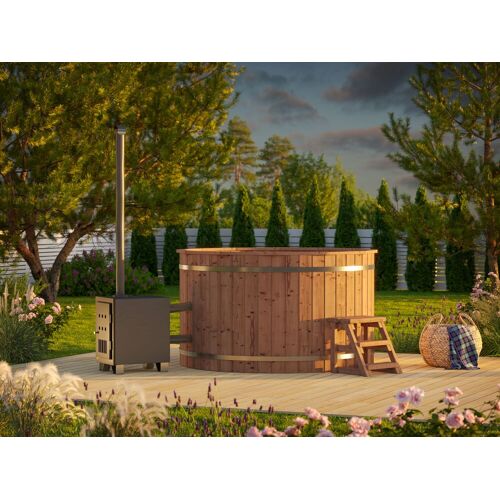 Sauna4Home B1 Fjordholz Holzbadezuber Rund mit Außenofen