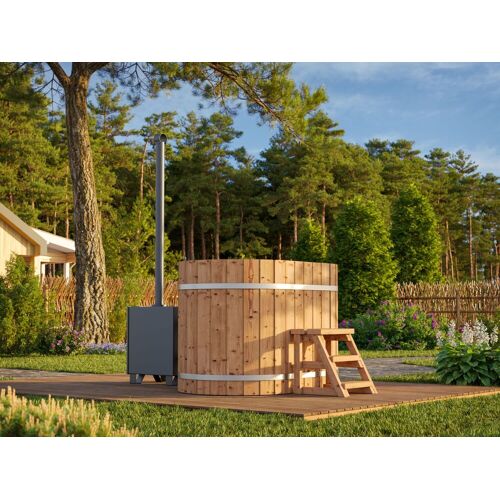Sauna4Home B1 Fjordholz Holzbadezuber Oval Größe 2 mit Außenofen