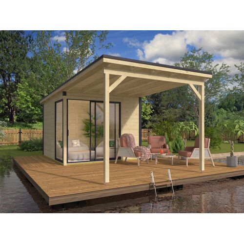 Fjordholz Gartenhaus Modell Amrum-1 mit Vordach