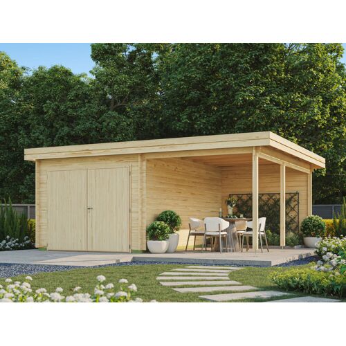 Fjordholz Holzgarage Modell Ken 28 mit Seitendach