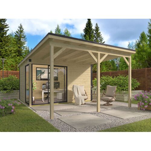 Fjordholz Gartenhaus Modell Amrum-2 mit Vordach