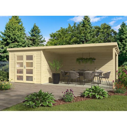 Fjordholz Pultdach Gartenhaus Modell Ella 28-A mit Anbau