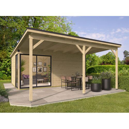 Fjordholz Gartenhaus Modell Amrum-5 mit Vordach