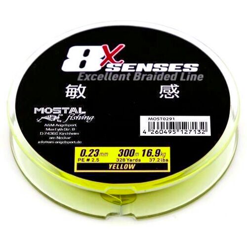 Mostal Schnur 8x Sense geflochten gelb Länge 150m ø0,15mm