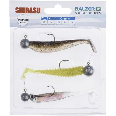 Balzer Shirasu Soft Lure Set mit Jighead Holo/Akiri/Waggle Länge 7cm Balzer Shirasu Soft Lure Set mit Jighead Holo/Akiri/Waggle Länge 7cm