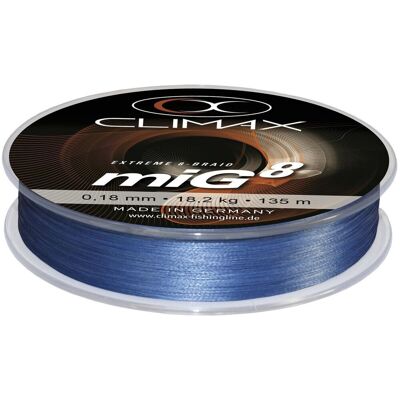 Climax miG 8 Braid rundgeflochten Farbe Blau 135m Länge 135m ø 0,22mm Climax miG 8 Braid rundgeflochten Farbe Blau 135m Länge 135m ø 0,22mm