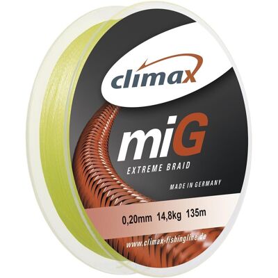 Climax miG Extreme Braid Farbe Fluoro-Gelb 135m ø 0,28mm Tragkraft 25,0kg Climax miG Extreme Braid Farbe Fluoro-Gelb 135m ø 0,28mm Tragkraft 25,0kg