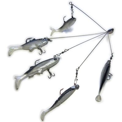 Behr Multi Raubfischsytem Multiple Predator Rig mit 5 Armen für Birnenblei Gewicht 7g Behr Multi Raubfischsytem Multiple Predator Rig mit 5 Armen für Birnenblei Gewicht 7g
