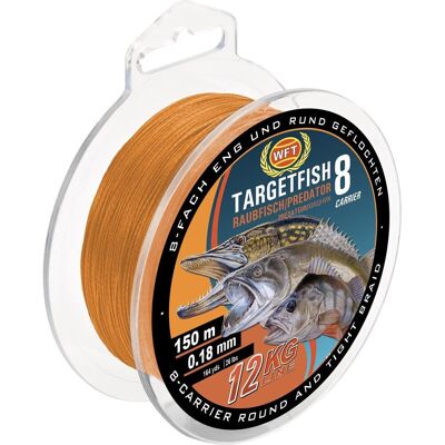 WFT Schnur Targetfish 8 Raubfisch Orange Länge 2000m ø 0,22mm WFT Schnur Targetfish 8 Raubfisch Orange Länge 2000m ø 0,22mm