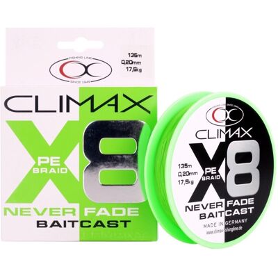 Climax 8X Neverfade Baitcast chartreuse 135m 0,20mm Geflechtschnur geflochtene Schnur Baitcastschnur Climax 8X Neverfade Baitcast chartreuse 135m 0,20mm Geflechtschnur geflochtene Schnur Baitcastschnur
