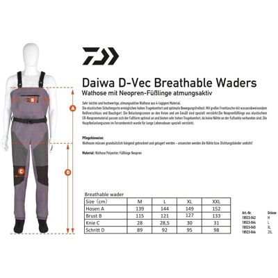 Daiwa D-VEC Breathable Waders Gr. XL atmungsaktive Wathose Daiwa D-VEC Breathable Waders Gr. XL atmungsaktive Wathose