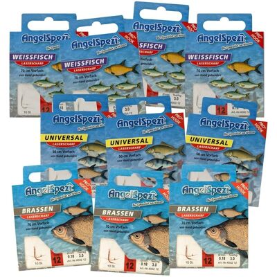 Angelspezi 10er-Packung Vorfachhaken-Sortiment Weißfisch Sparset verschiedene Größen Angelspezi 10er-Packung Vorfachhaken-Sortiment Weißfisch Sparset verschiedene Größen