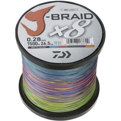 Daiwa Schnur J-Braid Farbe Multicolor Länge 1500m ø 0,16mm Daiwa Schnur J-Braid Farbe Multicolor Länge 1500m ø 0,16mm