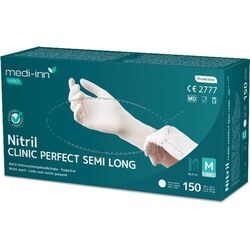 Medi-Inn PRO Clinic-Perfect Semi Long Nitril-Einmalhandschuhe, puderfrei, weiß L / 1 x 150 Stück