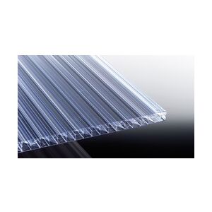 meinbaustoffversand Polycarbonat Stegplatte - 980 mm x 6000 mm - Glasklare und wärmedämmende 25 mm Stegfünffachplatte