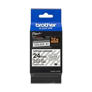 Brother TZe-S151 Schriftband, 24mm x 8m, schwarz auf transparent, stark klebend