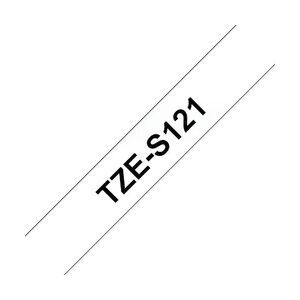 Brother TZe-S121 Schriftband, 9mm x 8m, schwarz auf transparent, stark klebend