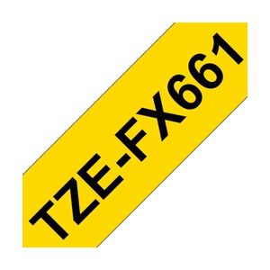 Brother TZe-FX661 Schriftband, 36mm x 8m, schwarz auf gelb, Flexi-Tape