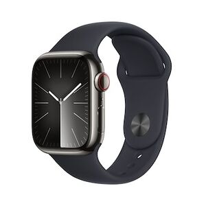 Apple Watch Series 9 LTE 41mm Edelstahl Graphit Sportarmband Mitternacht M/L