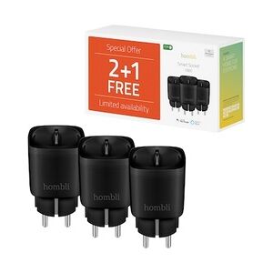 Hombli Smart Plug Steckdose EU schwarz, 3er Pack