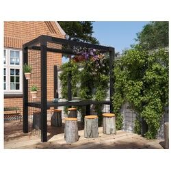 meingartenversand.de Essecke Garten Cubic aus Holz mit Stahlspalier in der Größe 198 x 108 x 208 cm in Schwarz